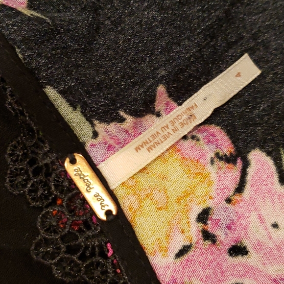 FREE PEOPLE Alora Black Floral Print Mini Dress sz 4 Women's Minidress - Picture 7 of 16